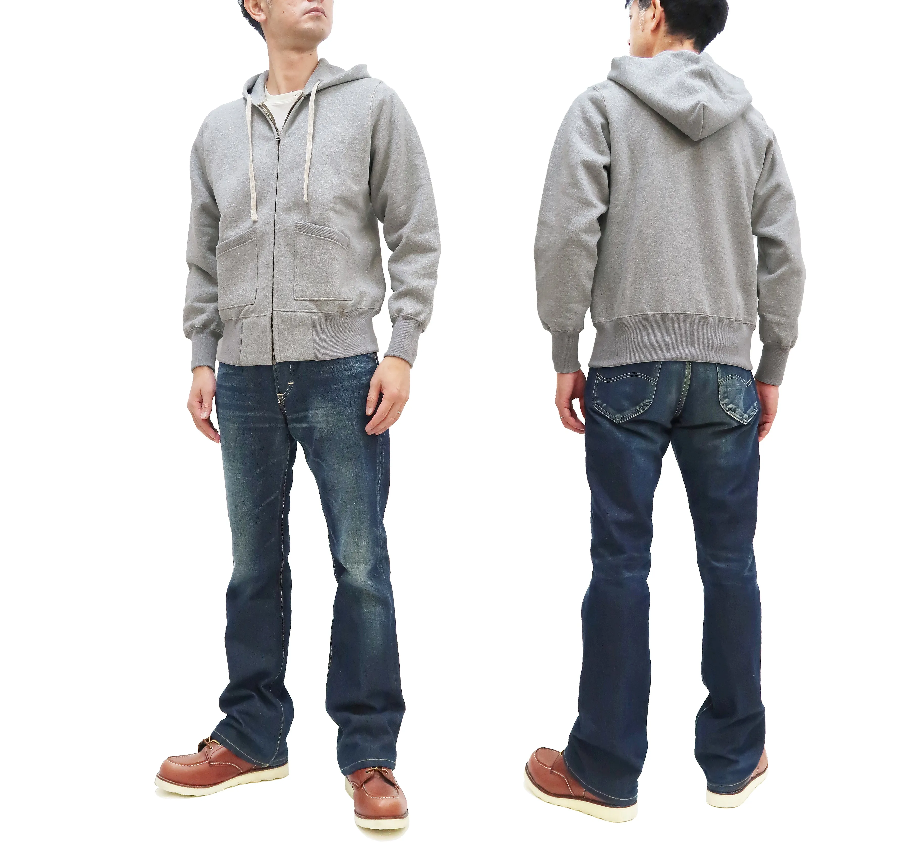 TOYS McCOY Plain Zip-Up Hoodie Men's Vintage Inspired Solid Zip Hooded Sweatshirt TMC2468 020 Gray