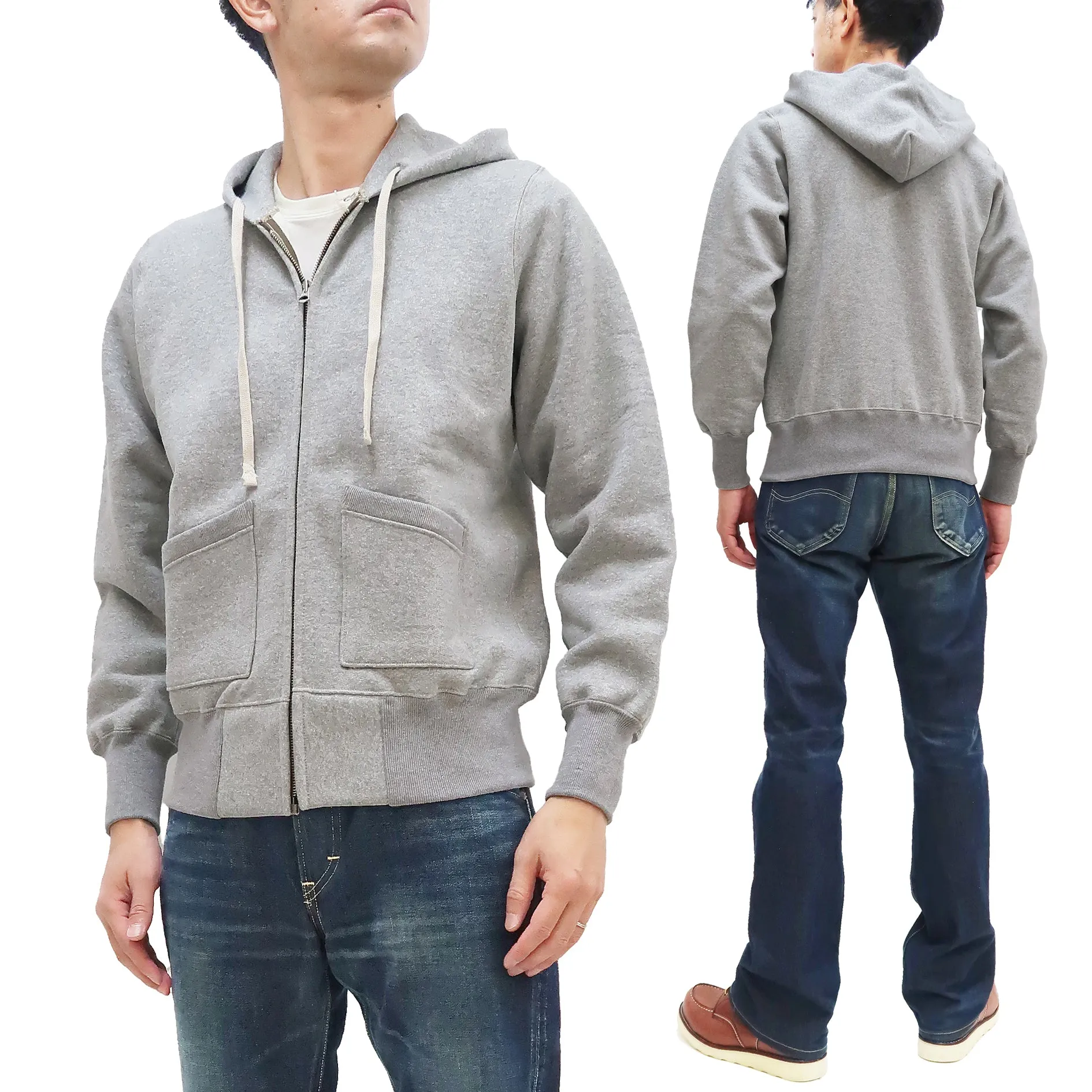 TOYS McCOY Plain Zip-Up Hoodie Men's Vintage Inspired Solid Zip Hooded Sweatshirt TMC2468 020 Gray