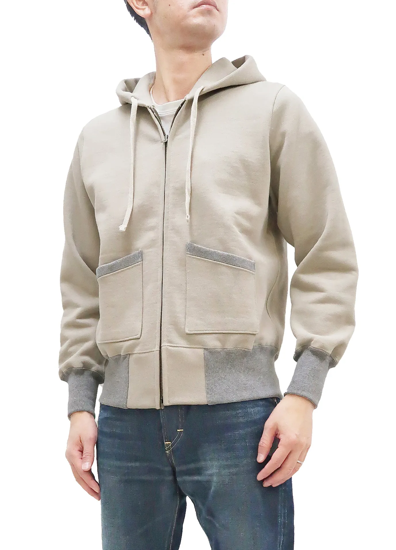 TOYS McCOY Plain Zip-Up Hoodie Men's Vintage Inspired Solid Zip Hooded Sweatshirt TMC2468 040 Sand-Beige