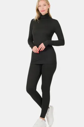 Turtleneck Top and Leggings Lounge Set