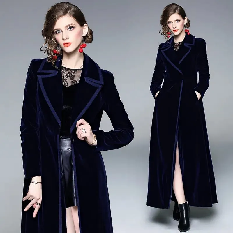 Velvet Outwear Coat Jacket Open Abaya Cardigan Kimono Long Robe Gowns M B-43723