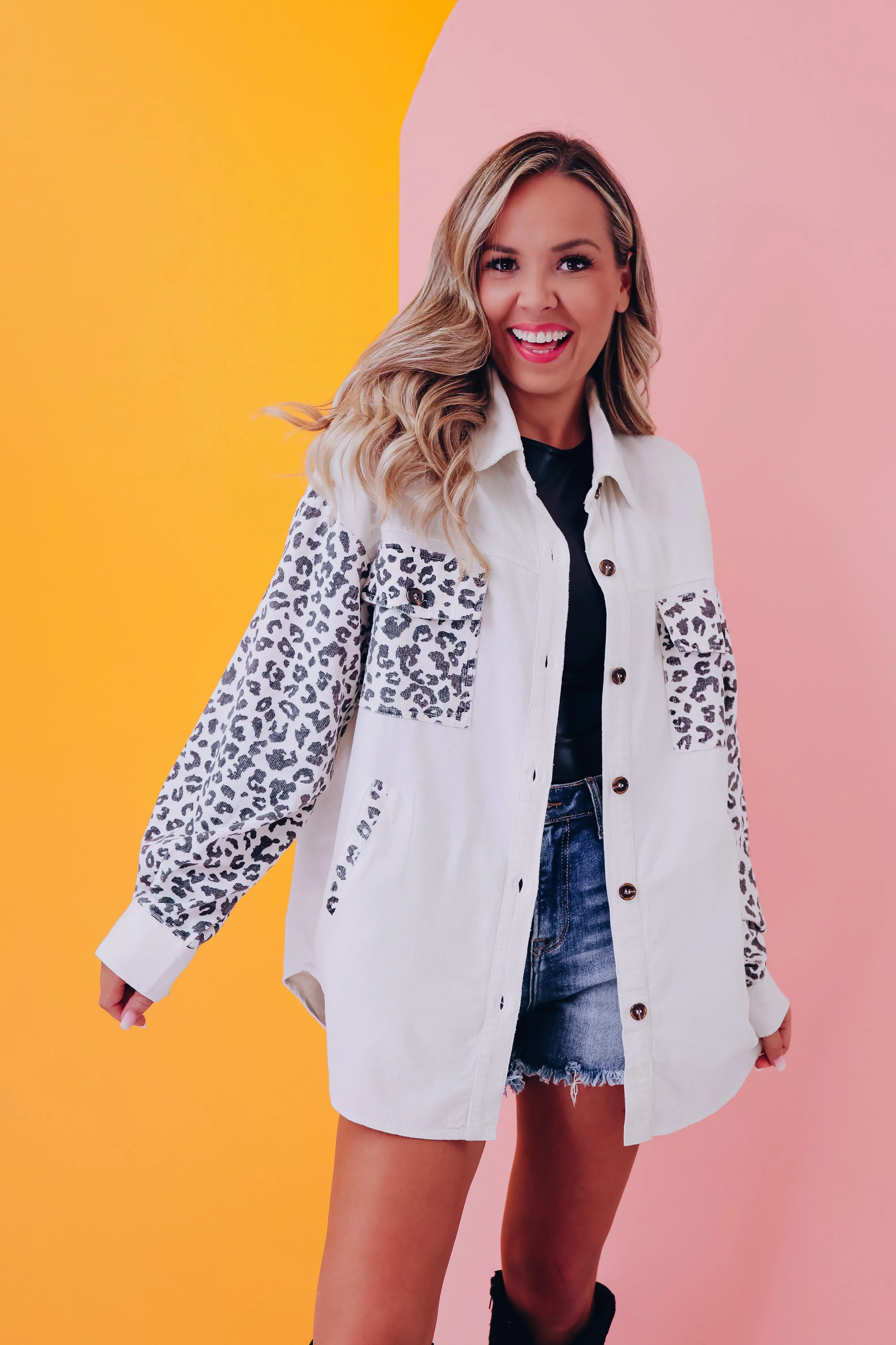 Venture Leopard Print Shacket - Off White