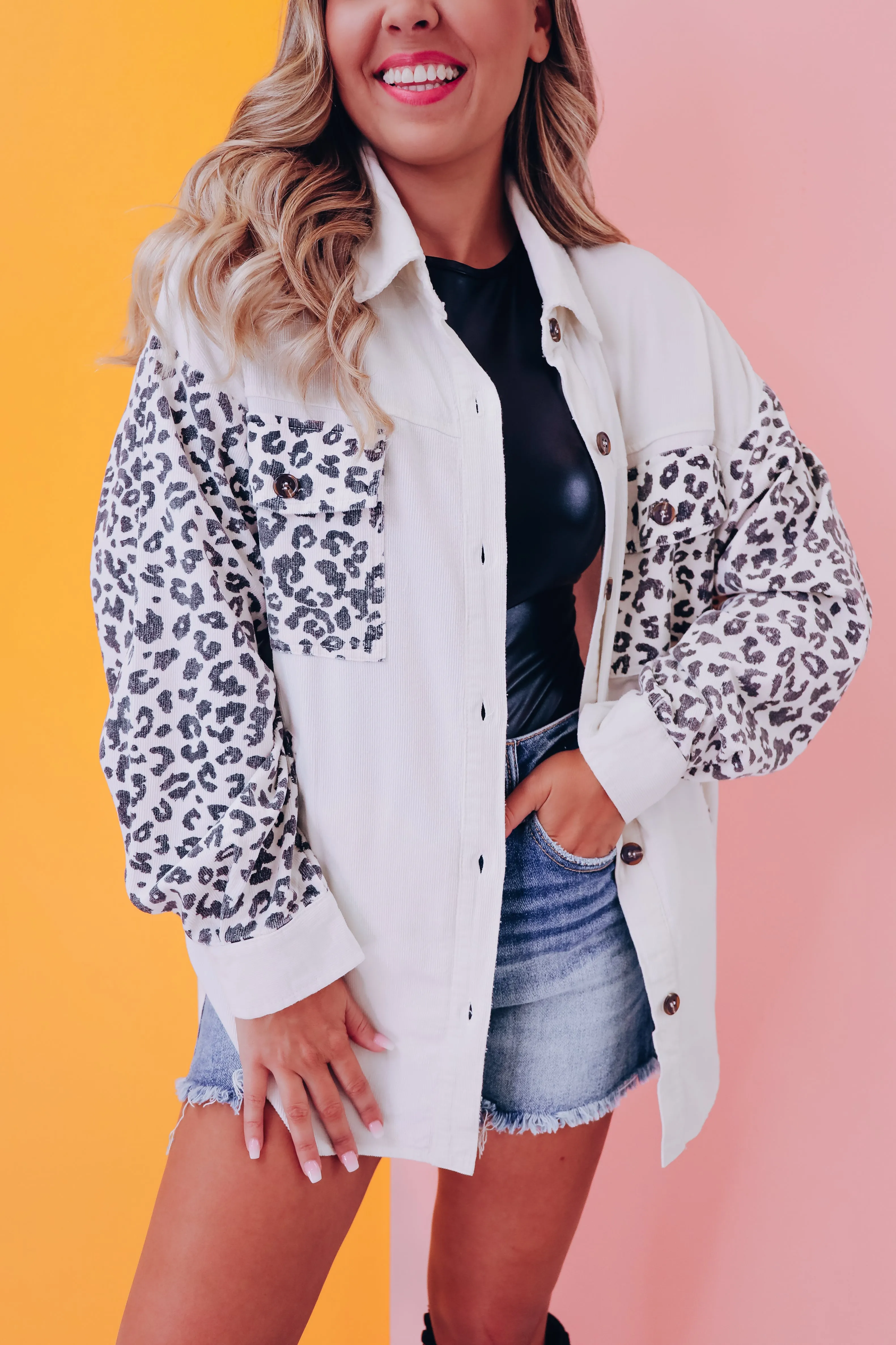 Venture Leopard Print Shacket - Off White