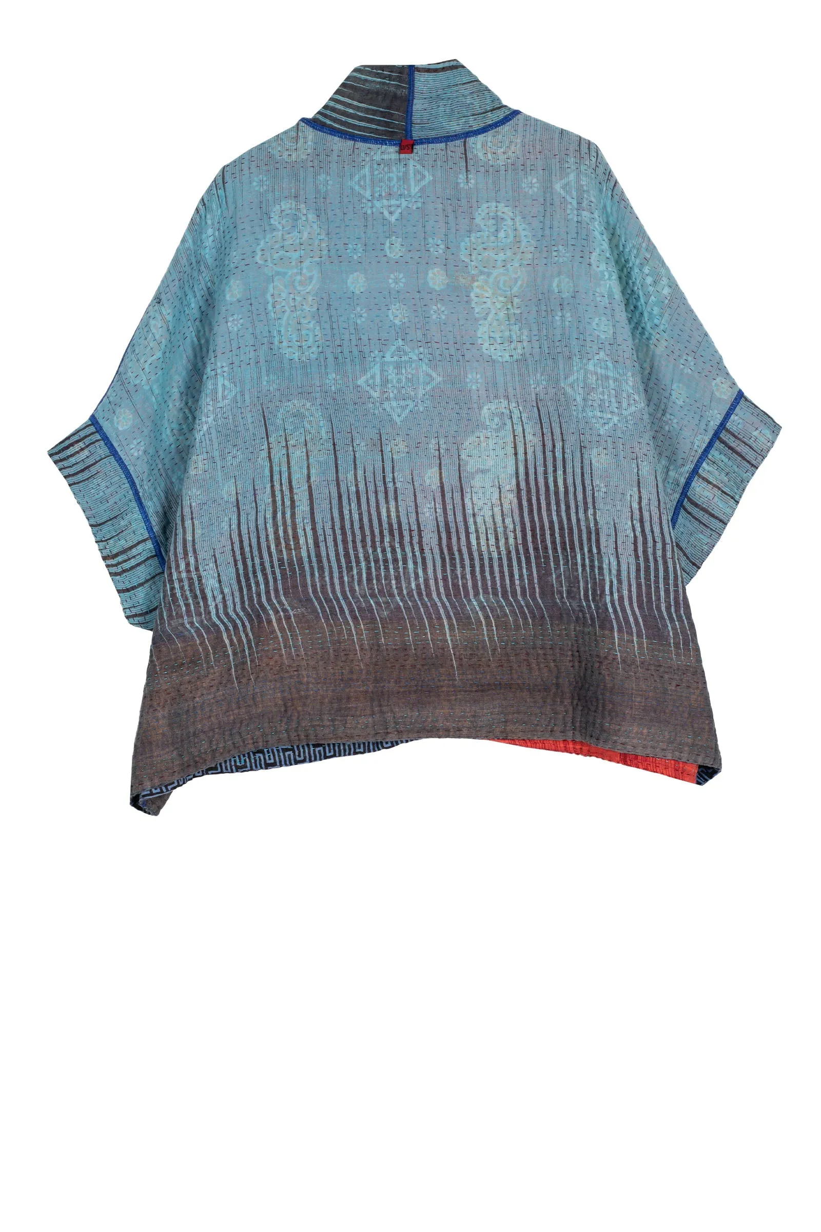 VINTAGE COTTON KANTHA MINI PONCHO - cv4060-0040a -