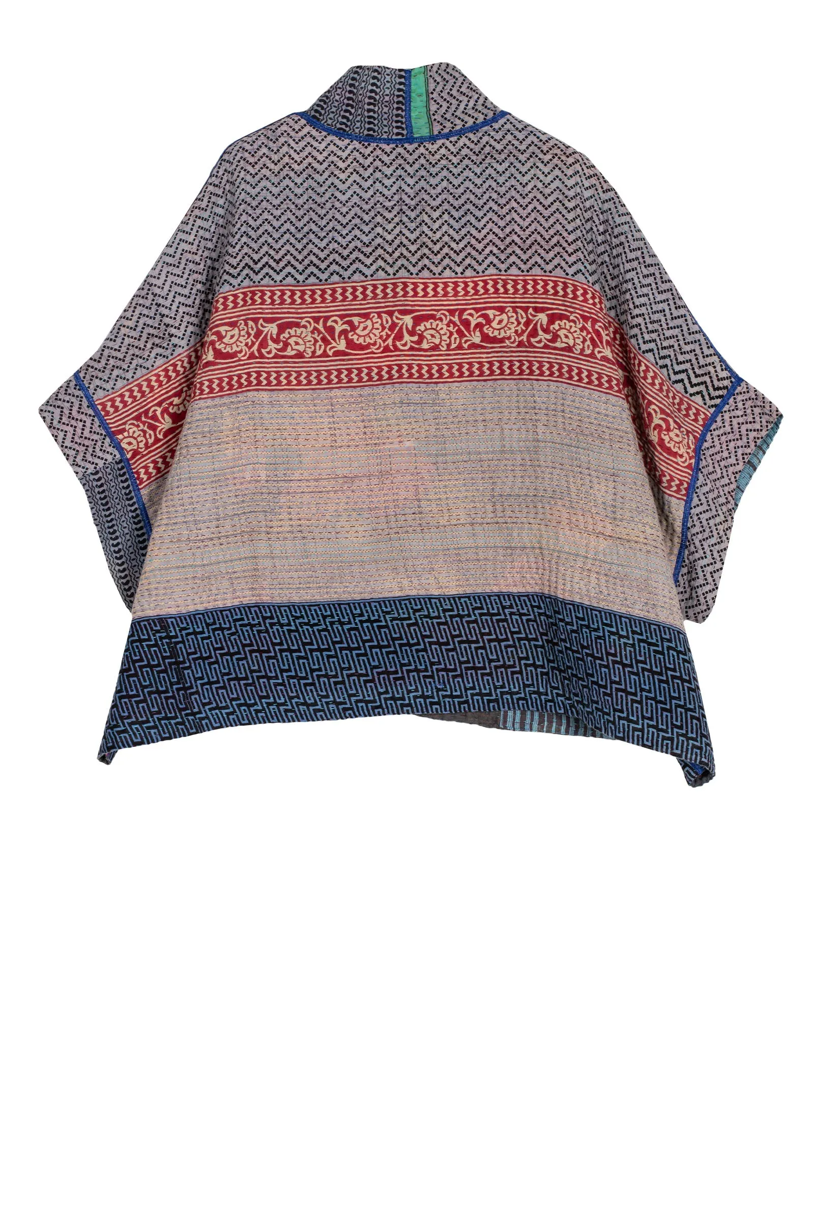 VINTAGE COTTON KANTHA MINI PONCHO - cv4060-0040a -