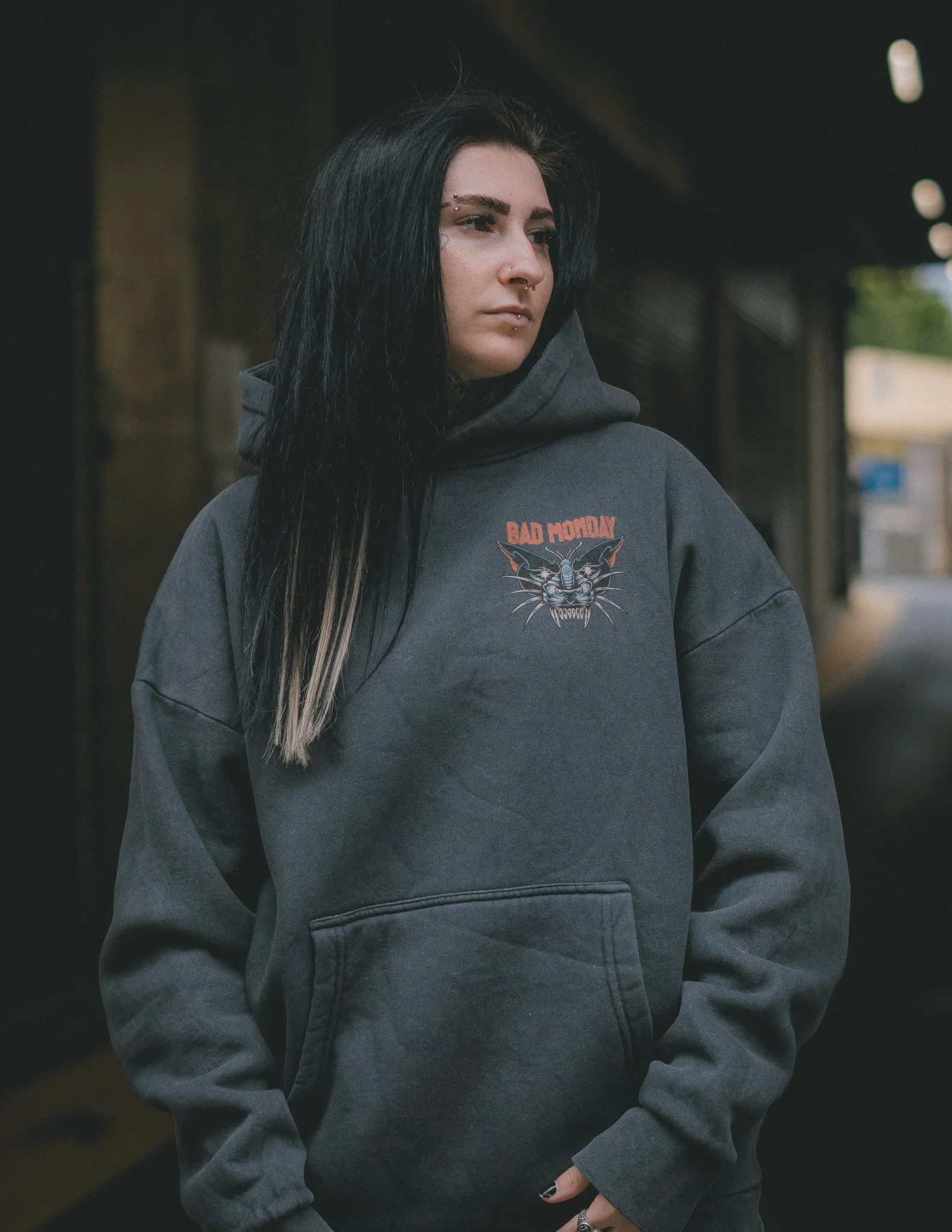 Vintage Relax Fit Panther Moth Hoodie