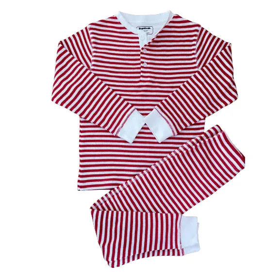 Waffle top & pants set- candy cane: Size 4-5Y