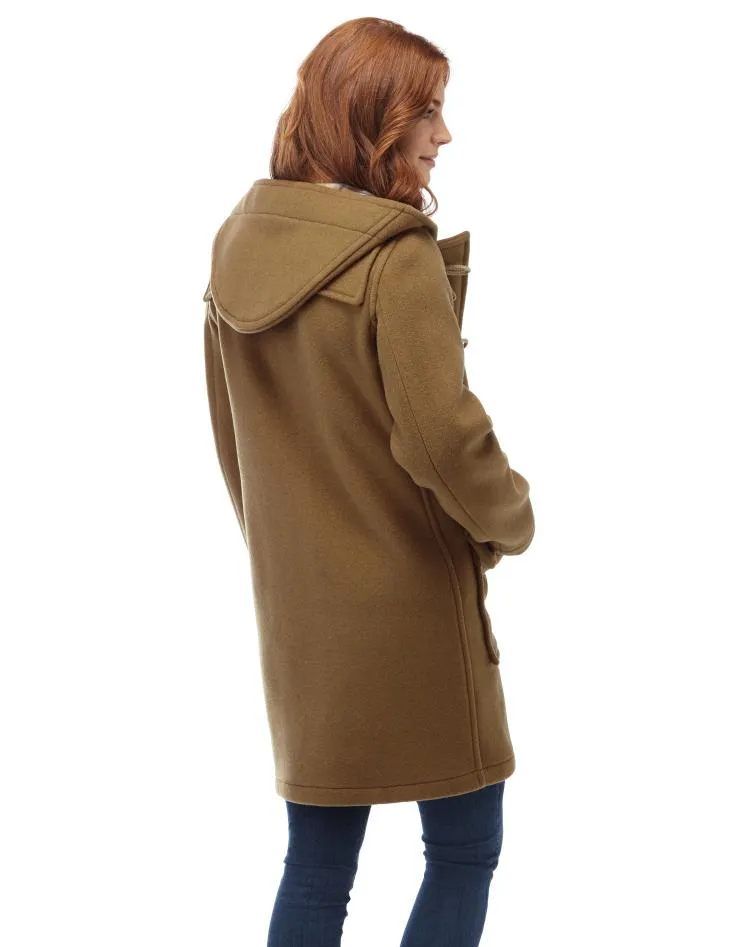 Women's Classic Fit Duffle Coat with Wooden Toggles - Camel