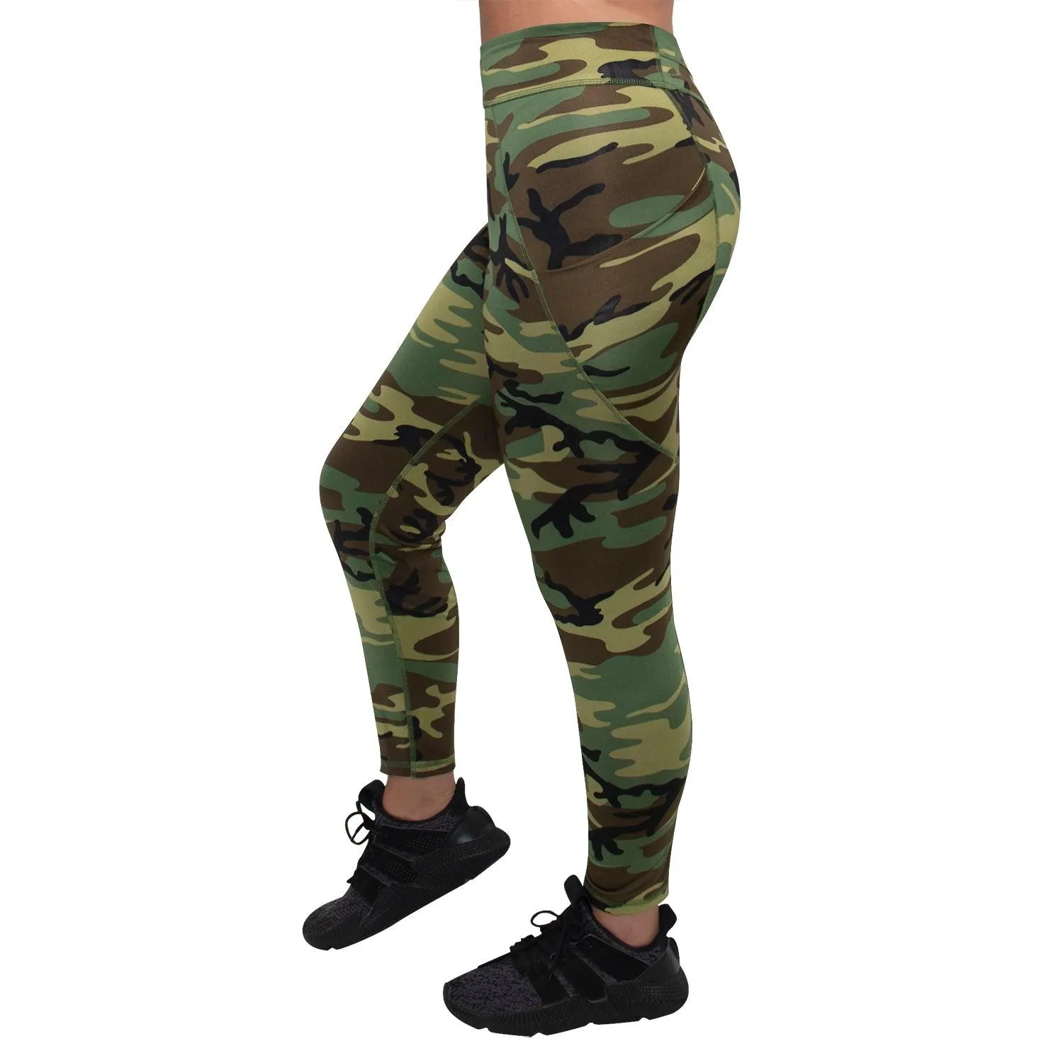 Womens Workout Performance Camo Leggings With Pockets