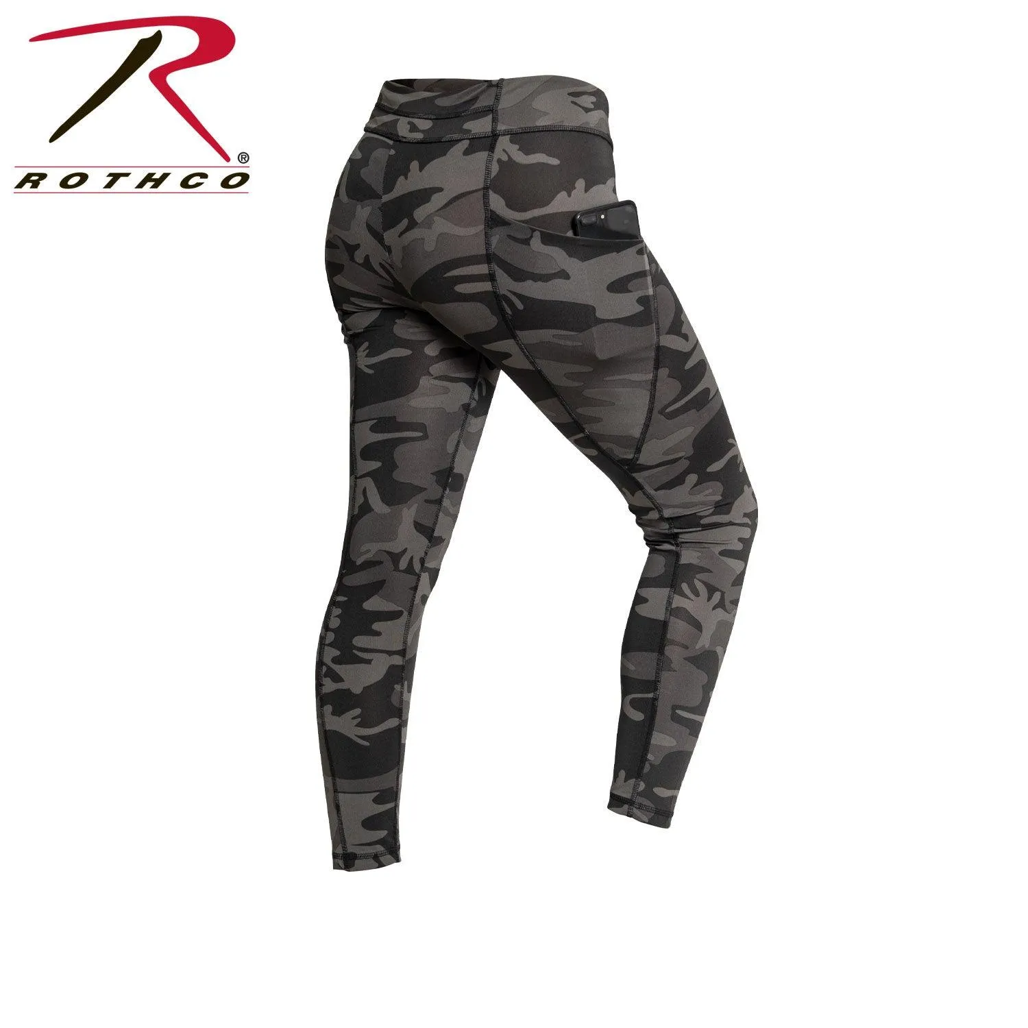 Womens Workout Performance Camo Leggings With Pockets