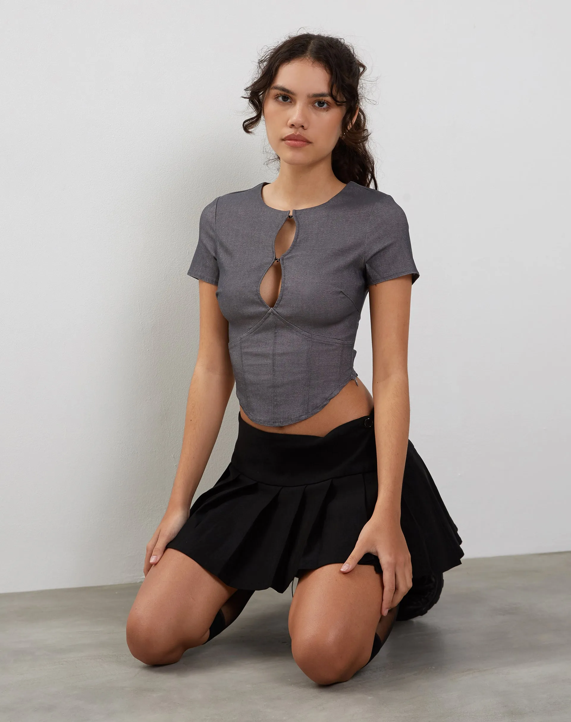 Yahia Corset Top in Grey